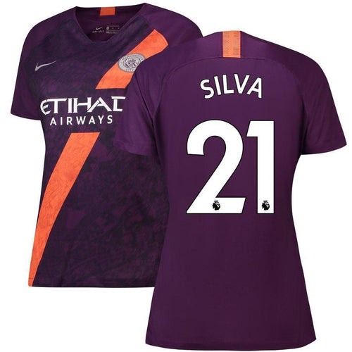 21-David Silva Manchester City Women's 2018-19 Third Stadium Player Jersey – Purple