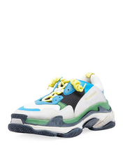 Load image into Gallery viewer, Balenciaga Triple S Mesh &amp; Leather Sneakers, Blue, Blue in Gray