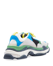 Load image into Gallery viewer, Balenciaga Triple S Mesh &amp; Leather Sneakers, Blue, Blue in Gray