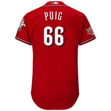 Load image into Gallery viewer, Yasiel Puig Cincinnati Reds Majestic Alternate Collection Flex Base Player Jersey – Scarlet
